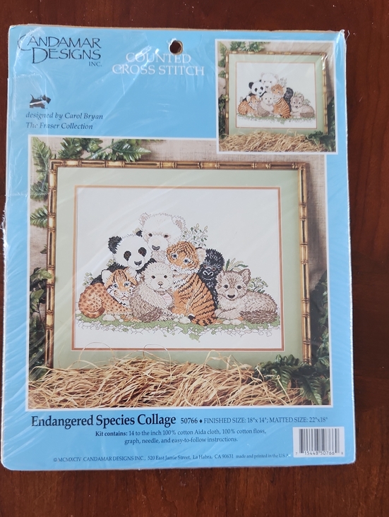 Other - Candamar Designs Endangered Species Collage Counted Cross Stitch Kit - Blue